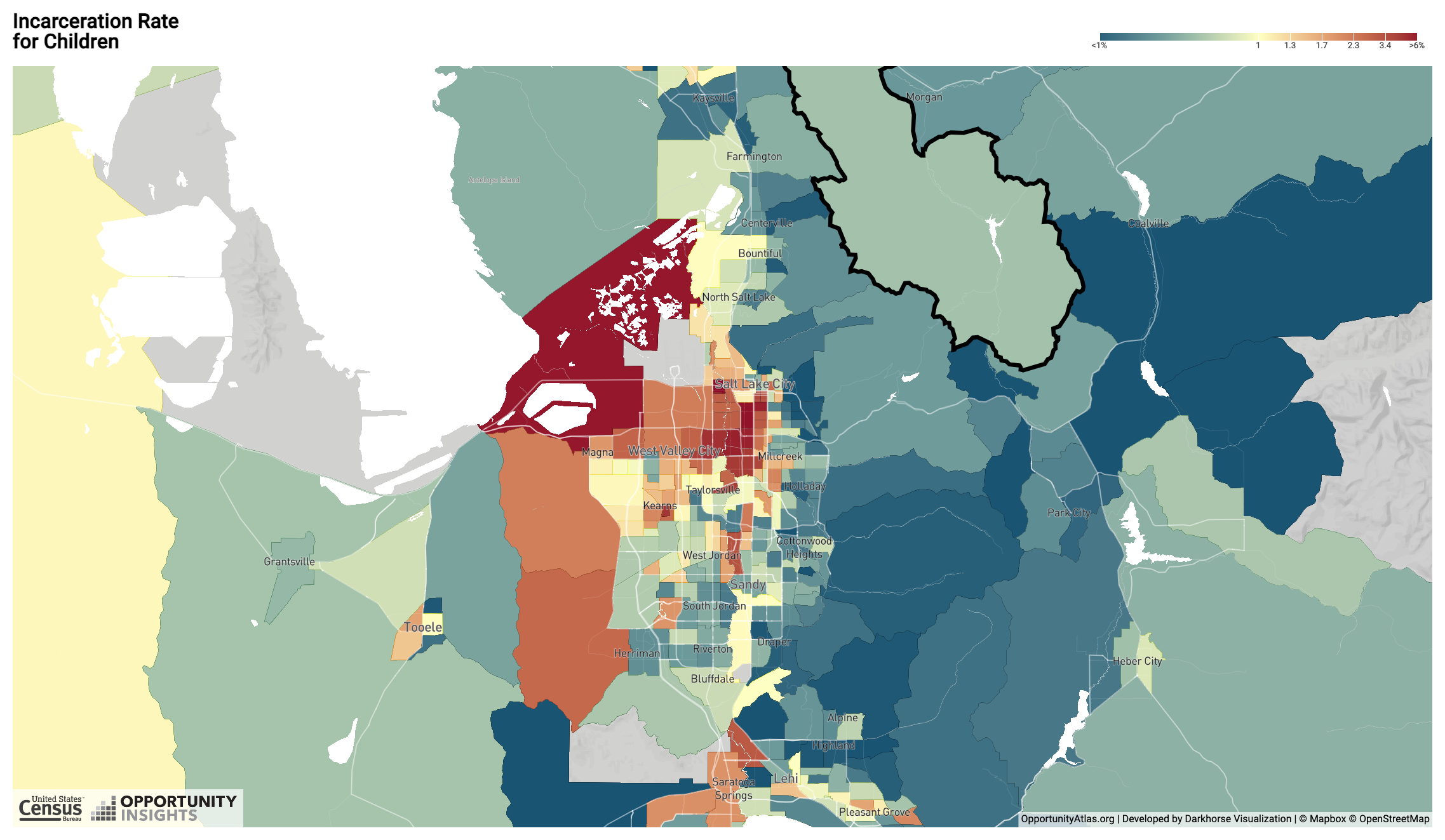 Opportunity Atlas — incarceration rate by childhood neighborhood in Salt Lake County