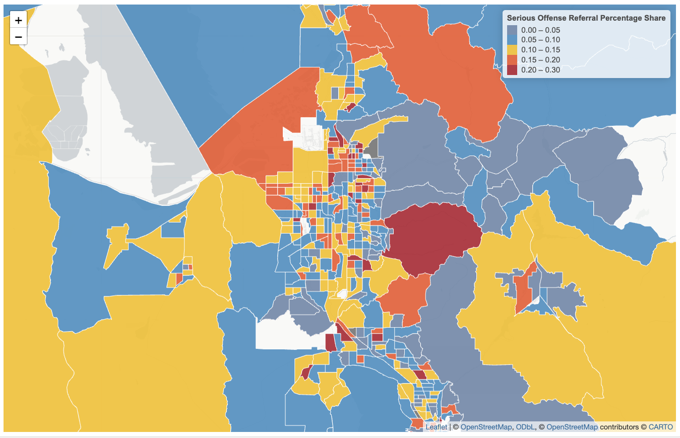 Serious Offense Referral Percentage Share by Census Tract